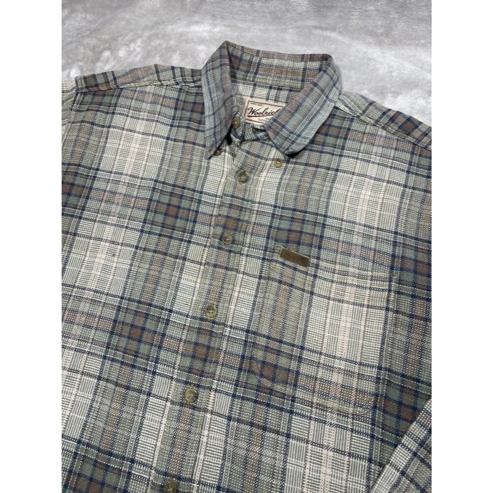 Woolrich Button Down Shirt Men Large Plaid Cotton Flannel Vintage Long Sleeve